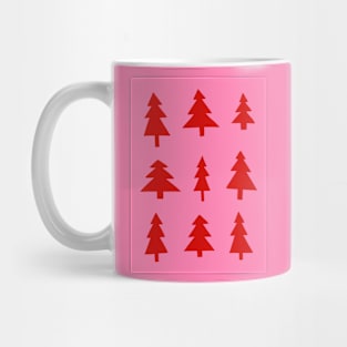 Christmas Tree Pattern in Red and Hot Pink Mug